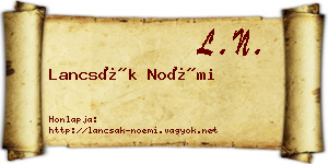 Lancsák Noémi névjegykártya